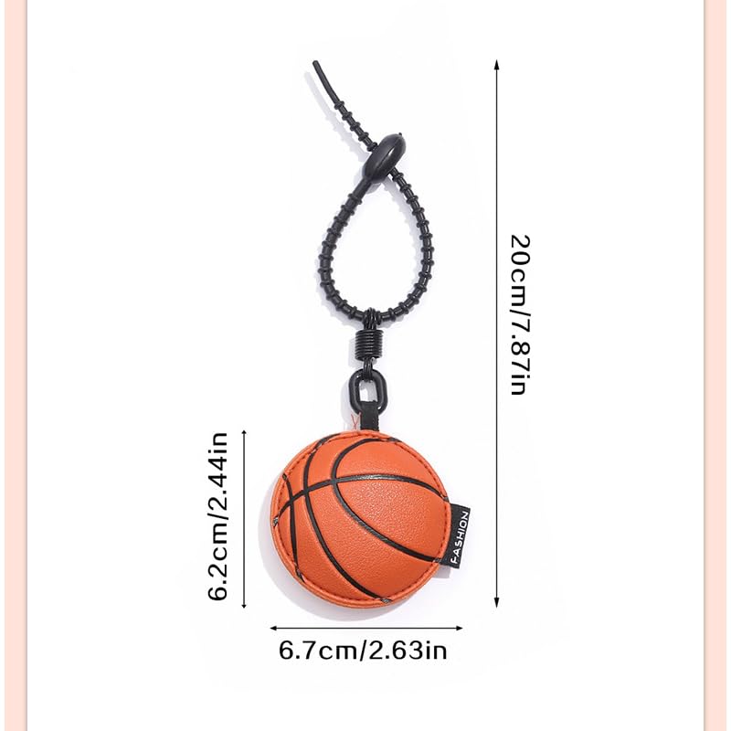 Image of Leather Ball Keychain Wristlet Sports Key Ring Car Key Wallet Backpack Bag Gym Accessories Gifts for Men Women