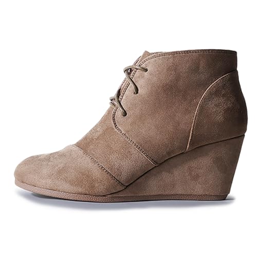 J. Adams Women's Roxy Wedge Ankle Boots, Casual Lace Up Low Heel Closed Toe Booties for Fall and Winter2
