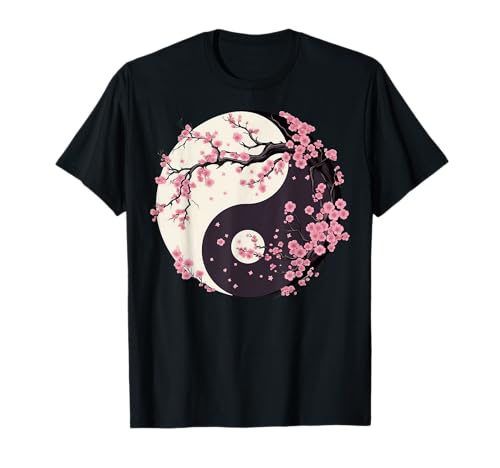 Cherry Blossom Yin Yang Tree of Life Moon Sun Duality Camiseta