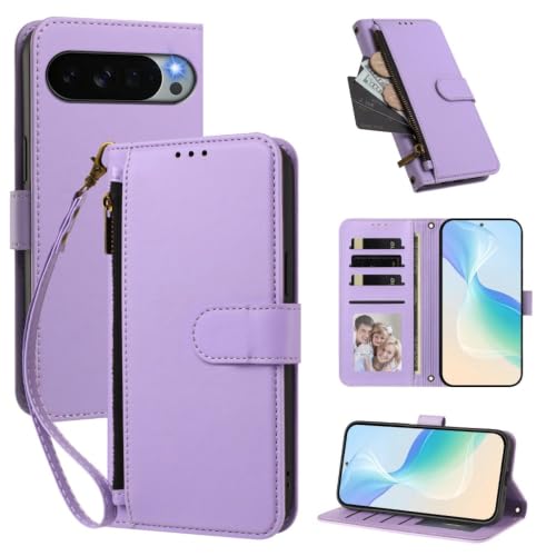 Housse en cuir pour Google Pixel 7A violet uni avec clapet magnétique