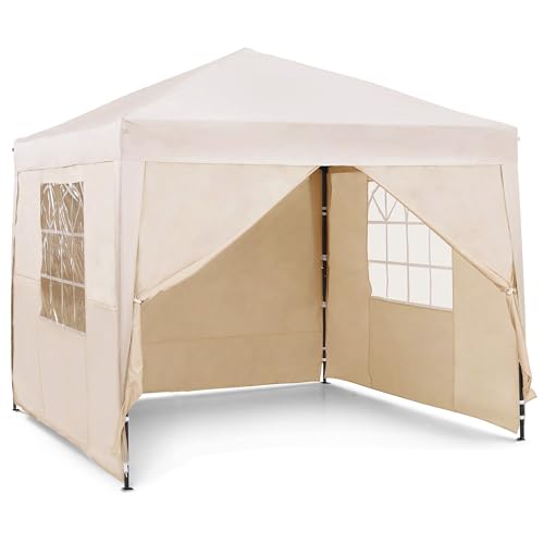 VonHaus Pop Up Gazebo 2.5 x 2.5m Outdoor Garden Marquee Shelter Canopy with Removable Sides Storage Bag Leg Weight Bags Pegs & Cords Waterproof Heavy Duty Steel Frame Easy No Tool Assembly