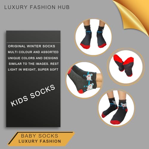 Image of Luxury fashion Winter Warm Socks for Kids Toddlers Boys Girls Thick Thermal Woolen Socks Terry Lined Cozy Ankle Socks for Children (Pack of 6 Pairs)
