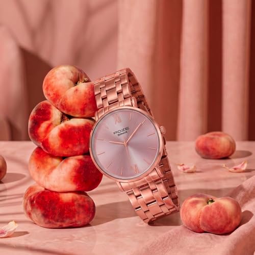 Image of Sonata Poze 9 with Quartz Analog Pink Dial IPRG Strap Watch for Women - SP80183WM01W