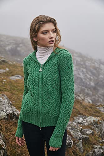 Image of SAOL Women's Hooded Zip Cardigan - Pure Merino Wool Irish Sweater - Warm & Breathable Outer Layer