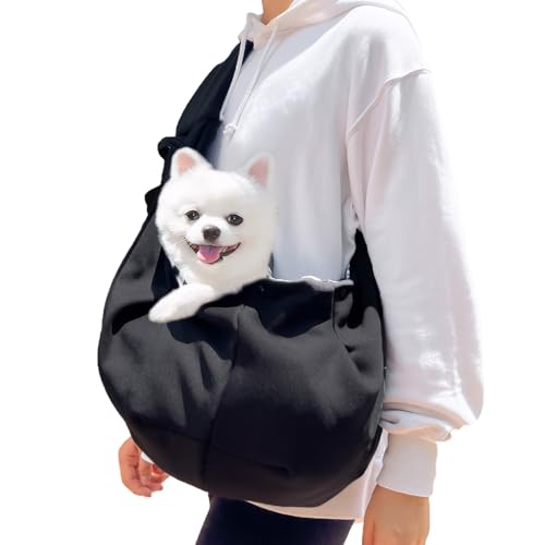 Hundetasche,Tragetasche Hund,Hundetragetasche,Tragetuch Hund,Hundetragetuch,Hundetasche zum Umhängen, (Gewicht Nicht Mehr Als 7.5 kg),Geeignet für Kleine Hunde und Katzen,Schwarz