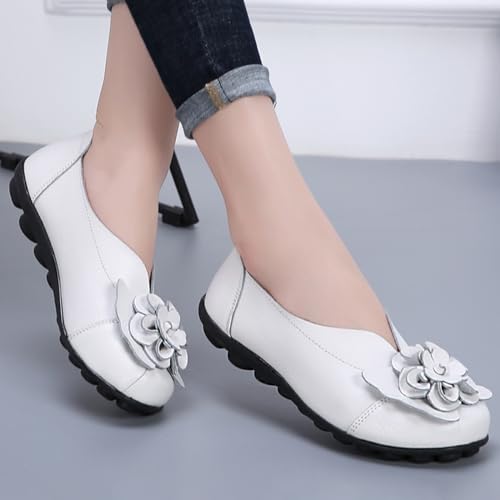 Image of MOYOWEI Women's Leather Slip On Loafers Colorful Flat Shoes