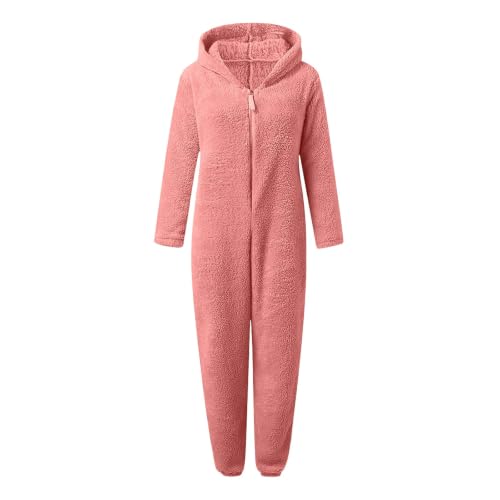 Womens Fall Pajamas Hooded Fleece Romper Pajamas Winter Sleepwear - image 4