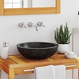 Gecheer Lavabo de Mármol Negro - Dimensiones 40x12 cm, Diámetro Orificio 4,5...