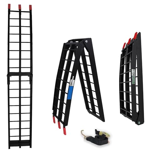TRUTZHOLM 1 x Auffahrrampe klappbar 180 cm Länge 340 kg Traglast Alu geriffelte Einzelstäbe Verladerampe, Farbe nach Auswahl (Schwarz)