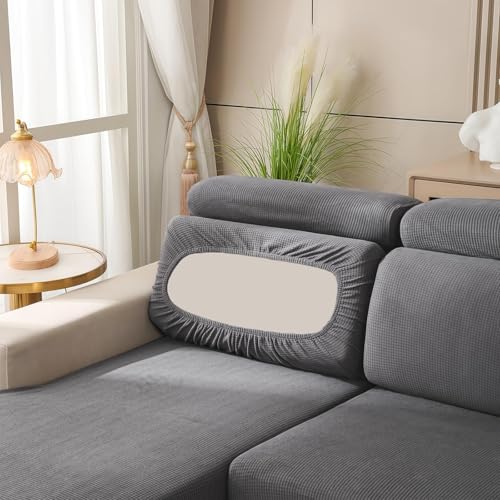 AMFUN Housse de Coussin de Siège de Canapé, Housses de Coussin de Canapé de Remplacement, Housse de Coussin élastique Extensible avec 2 Sangles Convient à Tous Les Canapés(45-65cm*45-65cm Gris Foncé)