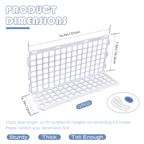 Image of 12 Pcs Under Couch Blocker for Bed Adjustable Furniture Plastic Under Bed Blocker with 30 Ties White Couch Barriers for Dogs Pets Cats (Style3)