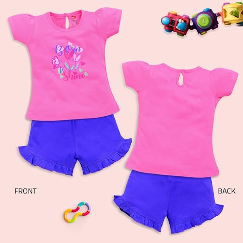Image of LuvLap Baby Girls Regular Fit 100% Cotton Half Sleeves Girls Top CoSets Pack of 3