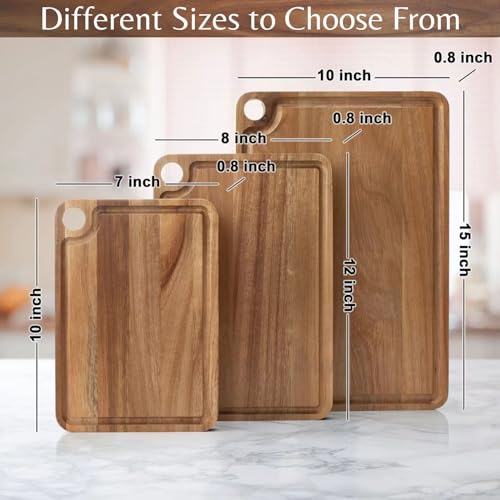 Tabla de cortar rectangular de madera de acacia 30x20 cm miniatura 5