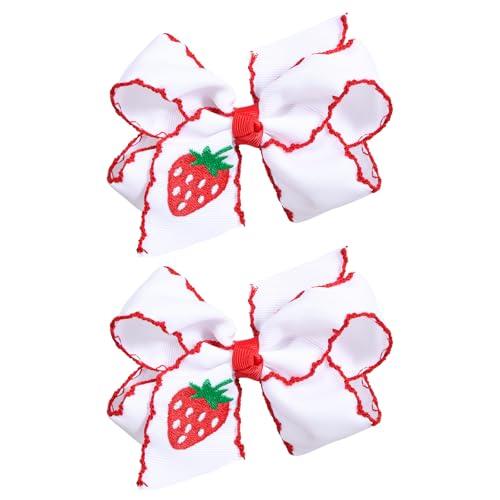 2pc Strawberry Ribbon Hair Bow Clips 4 Fruit Bowknot Alligator Clip for Teens Girls Women Strawberry Birthday Party Favors Summer Dress Decor Accessories Gift