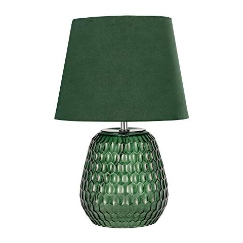 Pauleen 48157 Crystal Velours Tischleuchte Stoffschirm Samt Tischlampe aus Glas Grün max40W E14 Grün 230V Glas/Stoff Cover
