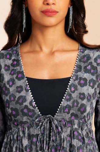 Image of Janasya Women's Solid Shoulder Strap Crop Top with Trouser & Chiffon Floral Printed Shrug