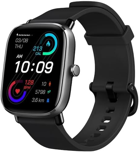 Amazfit GTS 2 Mini Smart Watch GPS Fitness Tracker for Men Women, Alexa Built-in, 14 Days Battery Life, 70+ Sports Modes, Blood Oxygen Heart Rate Sleep Monitor, AMOLED Screen, 5 ATM Waterproof-Black