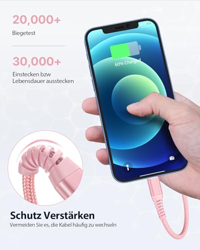Aioneus iPhone Ladekabel, Lightning Kabel [2Pack 2M] MFi Zertifiziert iPhone Kabel Nylon Fast USB Ladekabel für iPhone 14/14 Pro Max/13/13 Pro/12/12 mini/11/XS/XS Max/XR/X/8/8 Plus/7/7/6s/6/5s/SE 5