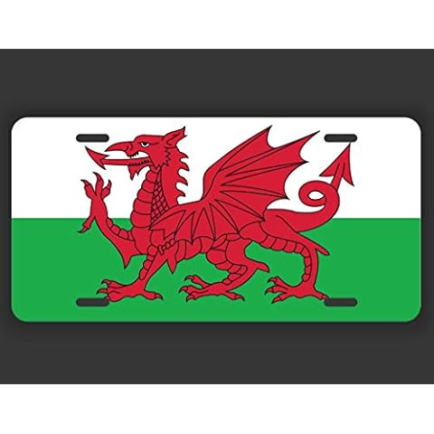 DHDM Designs Wales Flag License Plate Tag Vanity Novelty Metal | UV Printed Metal | 6-Inches by 12-Inches | Car Truck RV Trailer Wall Shop Man Cave | VLP299 Cover