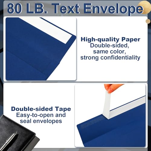 Image of Marspark 100 Qty #10 Navy Blue Business Envelopes 80 lb 4-1 /8'' x 9-1 /2'' Peel Press Letter Size Envelopes Professional Mailing Printable for Security Office Use Home Mail