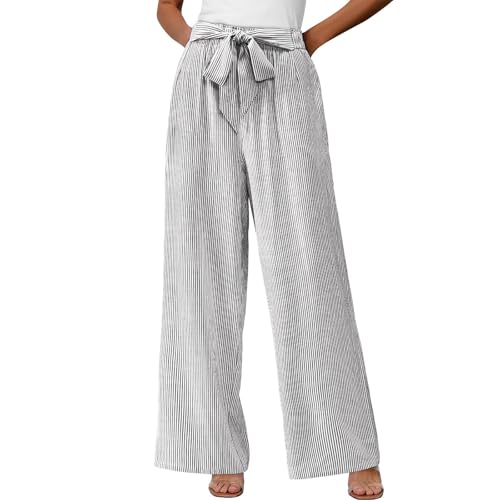 High Waisted Palazzo Pants for Women Wide Leg Paperbag Pant Casual Summer Flowy Lounge Trousers Beach Boho Outfits