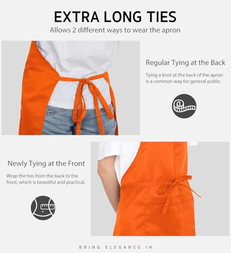 Image of Syntus 12 Pack Bib Apron, Unisex Aprons Adjustable Waterdrop Resistant with 2 Pockets Cooking Kitchen Apron for Chef, BBQ Drawing Apron Bulk, Multi-Color