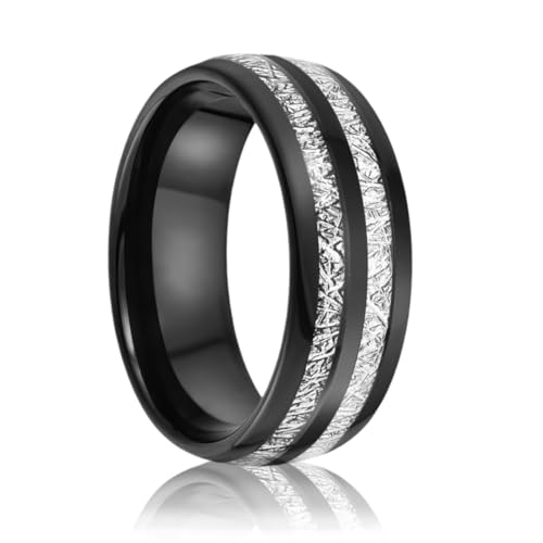 Bague fiançailles tungstène homme acier noir anti-rayures alliance durable