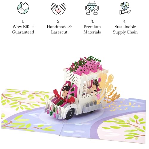 Magic Moments® Just Married Pop Up Card, Wedding Celebration 3D Cards with Bride & Groom, Beautiful Anniversary Card - Image 3
