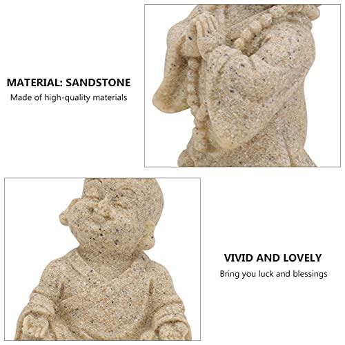 Balacoo 56V8ZU10SC821LH6Y7RIJ 2Pcs Mini Buddha Statue Small Monk Figurine Buddha Sculptures Ornament Little Monk Decor Tabletop Tea Set Accessories Diy Bonsai Terrarium Crafts Desk Ornaments thumb #2