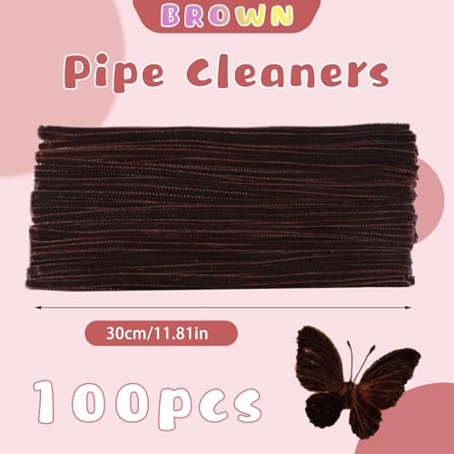 Image of ZXIIXZ Pipe Cleaners, 100Pcs Dark Brown Chenille Stems for Crafts
