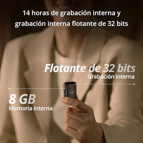 Miniatura 7 de dji Mic 2 (1 TX+1 RX), micrófono inalámbrico con cancelación de Ruido Inteligente, grabación Interna Flotante de 32 bits, Sonido optimizado, 250m de Alcance, micrófono para iPhone y Android