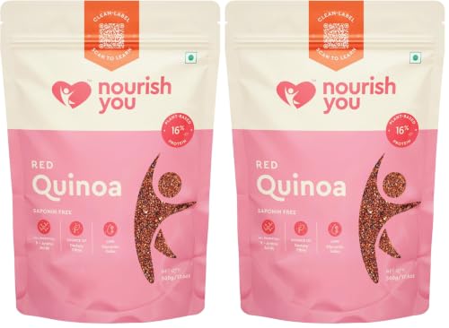 Image of Nourish You Red Quinoa Seeds 500G | Premium Certified Grain | Gluten Free | High Protein | Fibre Rich Healthy Diet Food For Breakfast Cereal, Pilafs, Soups & Salads (Pack of 2)