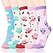 AGRIMONY Eulen Socken f&uuml;r Frauen M&auml;dchen Damen Freundin - Eule Lustige Geburtstagsgeschenke Baumwolle Bunte Mit Motiv Socken - Muttertagsgeschenk Ostern Geschenke Weihnachtsgeschenke