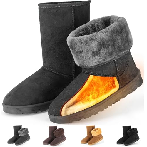 Winter Boots for Women, Classic Mid-Calf Snow Boots, Waterproof Warm Fur Lining Fashion Winter Boots for Women Girls Ladies Outdoor, Slip on & Comfortable, Anti-Slip, Size: 5-10 US