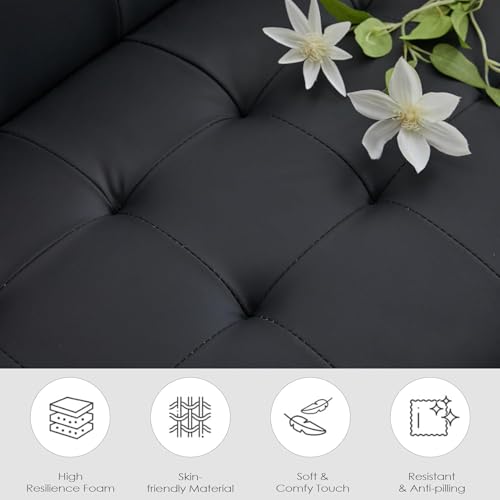 GRAVFORCE Sofa 2 Seater Comfy Upholstered Loveseat Sofa with Cup Holder Pocket Storage Small Sofas for Living Room Bedroom Office Black - Image 4