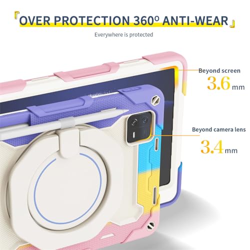 Funda Xiaomi Pad 6 contra caídas con anillo anticaída y correa JZ rosa 3