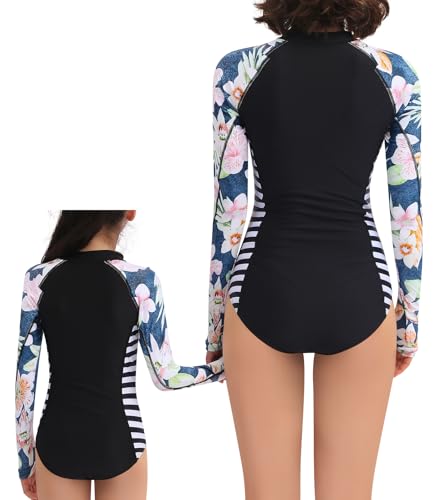 Women and Girls Matching Swimsuit: Long Sleeve One Piece Rash Guard Bathing Suit UPF 50+ (Please Order Separately)3