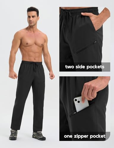 baleaf Men's Hiking Pants Ripstop Lightweight Cargo Waterproof Travel Pants Quick Dry with Zip Pockets UPF 50+ Work4