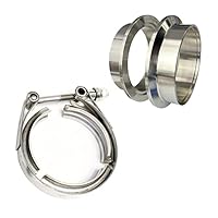 RCCT 3 Zoll Auspuff V-Band Schelle Edelstahl 304 Kit – mit 2PCS Male & Female Flansch, 76 mm V-Band Clamp, Anschweißringe & Zentrierringe für Turbos (3.0In(76mm))