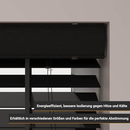 Bambus Holzjalousien von Radeco in Schwarz Innenjalousien 90 x 240 cm