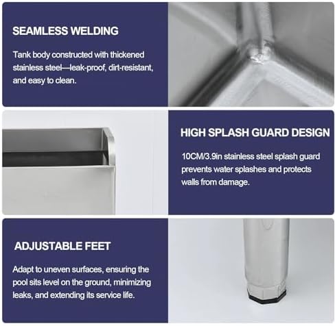 Large-Capacity Commercial Mop Bucket with Deep Trough, Floor-Mounted for Kitchens & Dining Areas, Practical Design (41x100cm/16.1x39.4in)