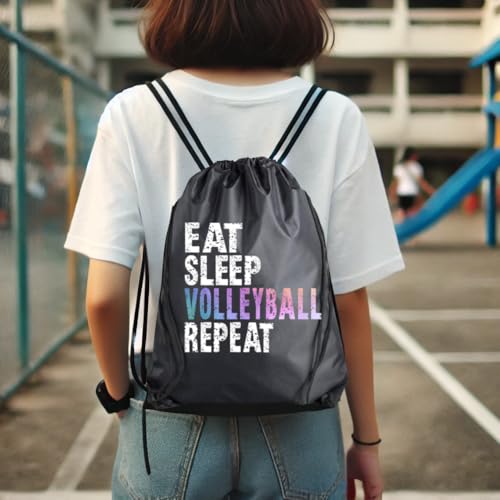 Eat Sleep Volleyball Repeat Backpack - Girls' Volleyball Player Gift, Cinch Sack Tote Bag4