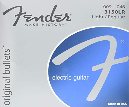 Fender 073-3150-404 Jeu de cordes d’origine Bullets – 3150LR (009/046) – Nickel pur – Extrémités de balles - Les Beatles, Paul McCartney, John Lennon, RIngo Starr, George Harrison Fender 073-3150-404 Jeu de cordes d'origine Bullets - 3150LR (009/046) - Nickel pur - Extrémités de balles