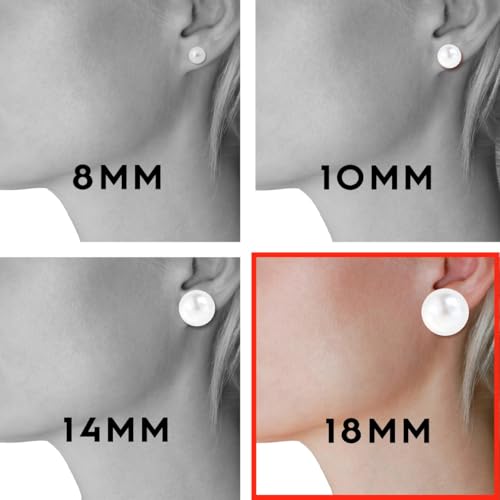 Big Simulated Pearl Clip On Earrings for Women - Oversized Classic Faux Round Large Clip Ons, Hypoallergenic and Safe for Sensitive Ears3