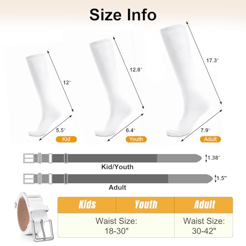 Image of XZQTIVE Baseball Softball Socks and Baseball Softball Belt Combo Set Knee-High Soccer Socks for Kids Youth Adult