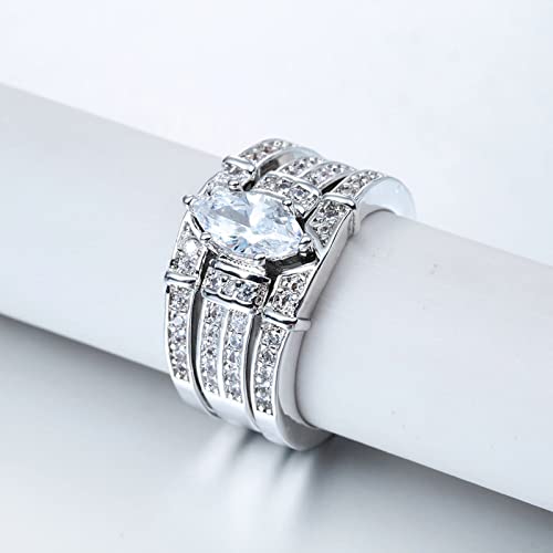 Wedding Ring Sets Vintage, Wedding Rings Vintage 3Pcs Copper Three Layer Full Diamond Ring Valentines Day Rings Jewelry Gift for Women3