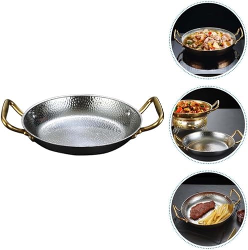 Premium Hammered Stainless Steel Frying Pan with Dual-Tone Handles, Versatile Sauté & Simmer Cookware for Searing, Sautéing, and Cooking, Durable and Stylish Design