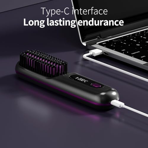 Cepillo de pelo liso inalámbrico Go Brush Pro negro con carga tipo C 5