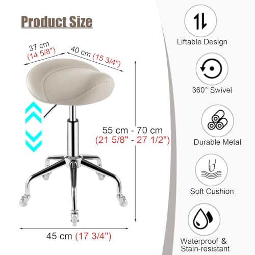 Siège-selle ergonomique blanc pour studios de tatouage et maison - 3