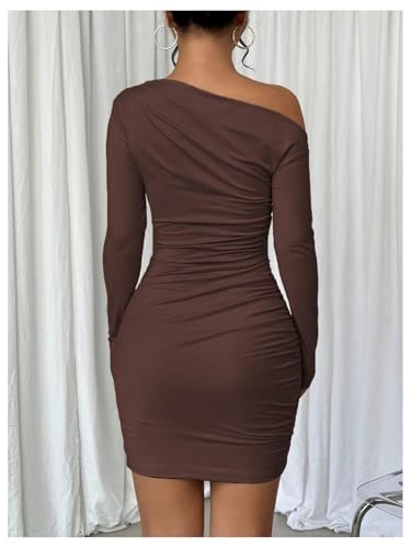 SOLY HUX Women's Ruched Bodycon Mini Dress Off The Shoulder Long Sleeve Fall Dresses2